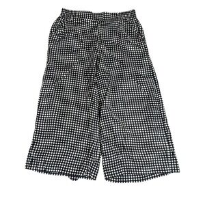 Elliott Lauren Gingham Wide Leg Culotte Pants Black White Viscose Size 2